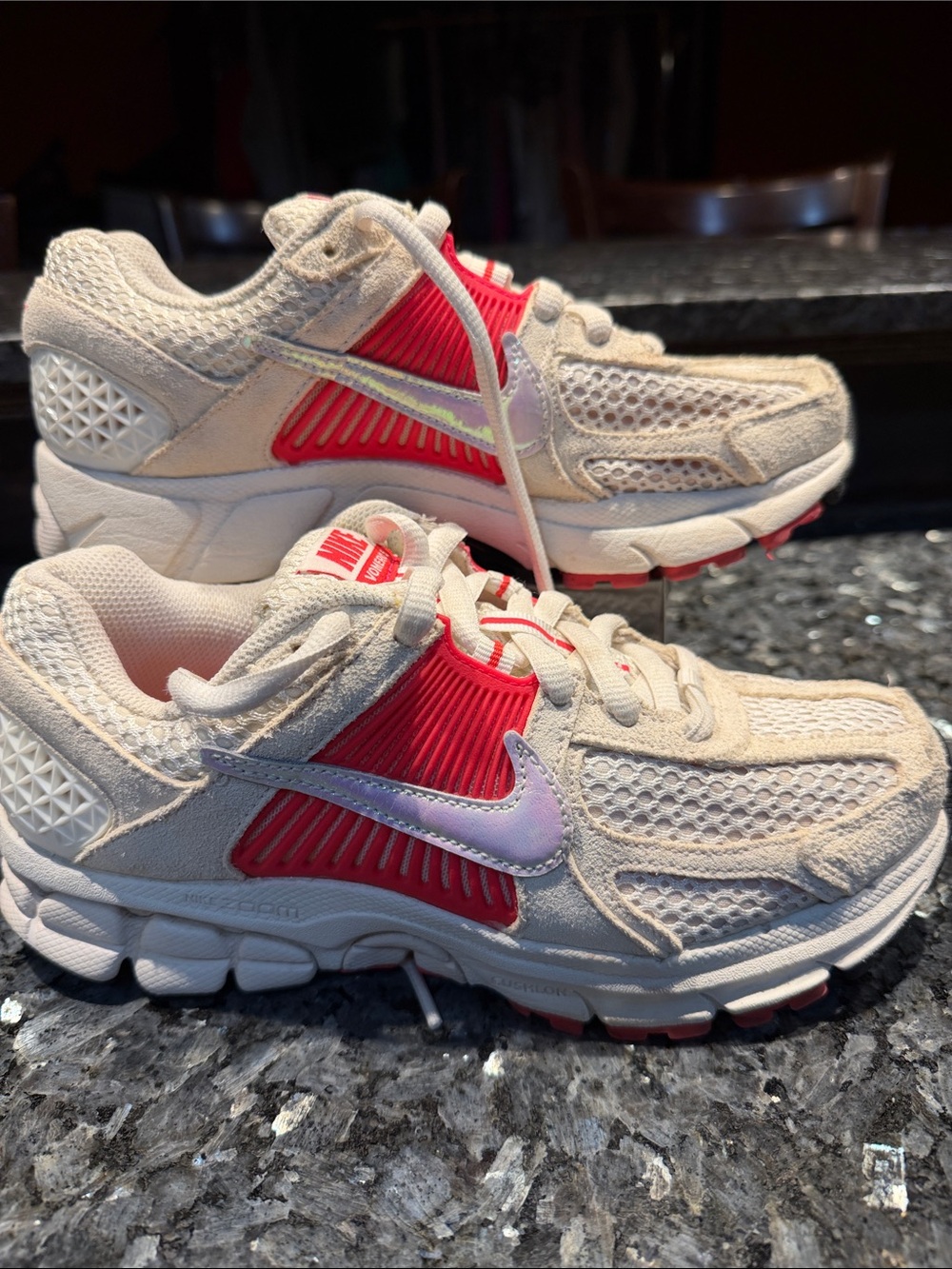 Nike Women's Athletic Sneakers White with Pink and Red Accents